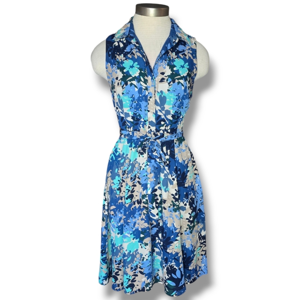 Banana Republic Print A-Line Shirtdress Blue size 0